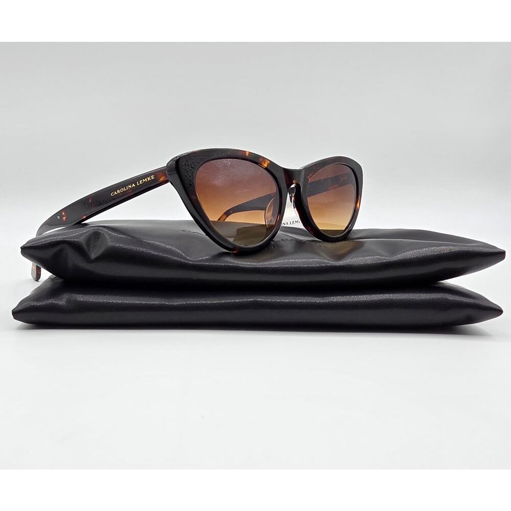 Carolina Lemke Berlin CL7944-04 Tortoise Cat Eye Sunglasses Brown Gradient Lens